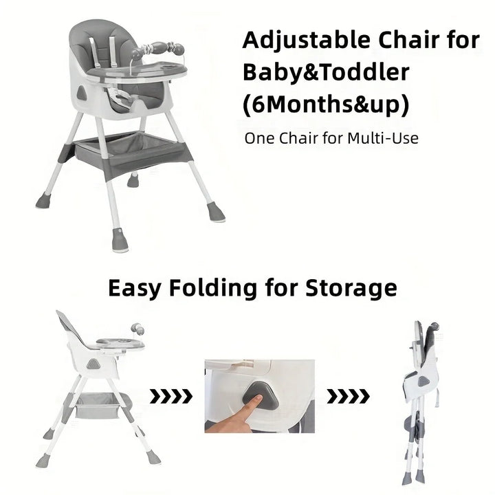 UBRAVOO Foldable Baby High Chair 6 Months Plus, with Large Antislip Pad & ToyRack, Easy to Clean Feeding , E500