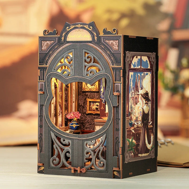 CUTEBEE Bookstore Book Nook with Light DIY Miniature Wooden Dollhouse for Decor Gift Bookshelf Insert Kit 3D Puzzle