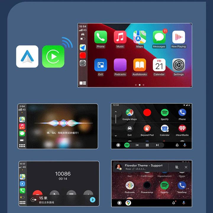 CarPlay AI Box BT WiFi Wireless Carplay Android Auto Adapter 2 in 1 Mini Box Plug&Play for OEM Wired CarPlay/Andriod Auto Cars