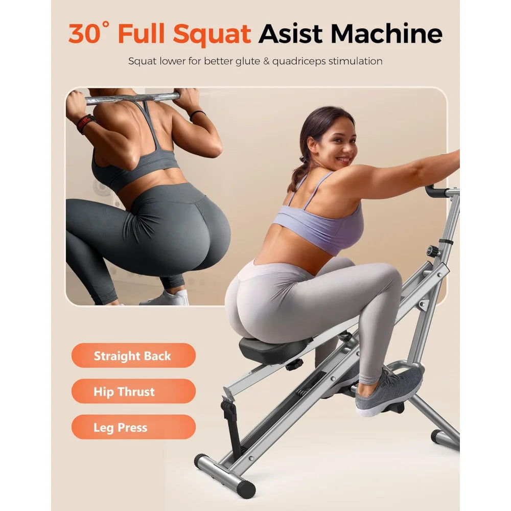 Pink Squat Machine for Home,Rodeo Core Exercise Machine,330lbs Foldable,Adjustable 4 Resistance Bands,Ride
