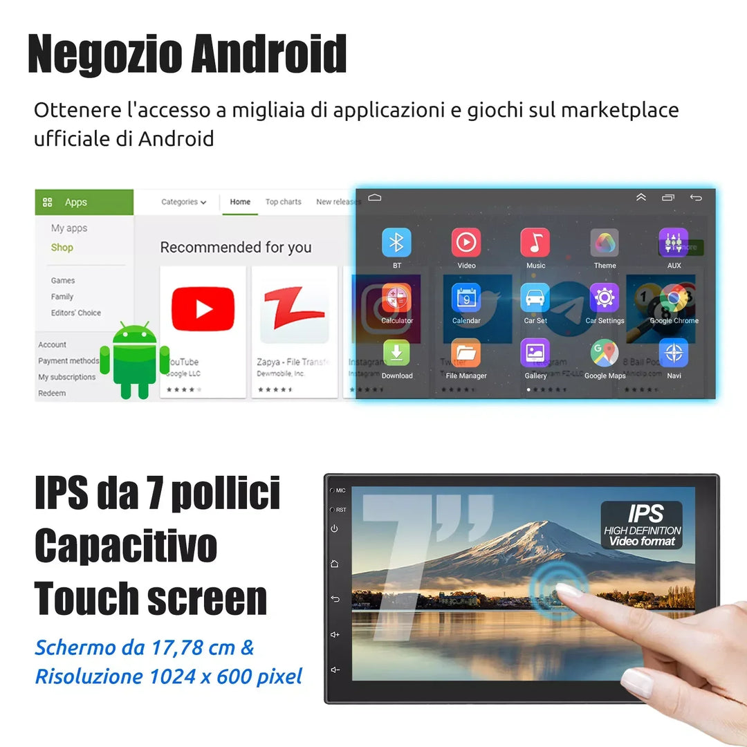 ESSGOO Car Stereo Radio Wireless CarPlay Android Auto 2 DIN 7" Car Stereo HD FM-Radio GPS Touch Screen Head Unit 4+64G DAB+AHD