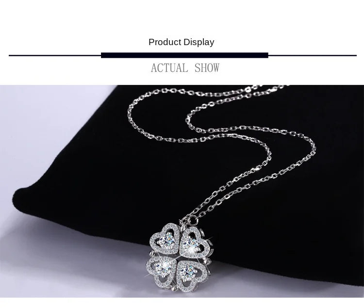 Sterling silver S925 four-leaf clover necklace for women Light Luxe Mosan diamond clavicle chain flower-shaped pendant for women