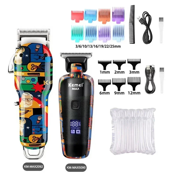Kemei Hair Clipper Rechargeable Graffiti Pattern Electric Professional Barber Trimmer Man Shaver KM-MAX2092 KM-MAX5090 KM-RS7098