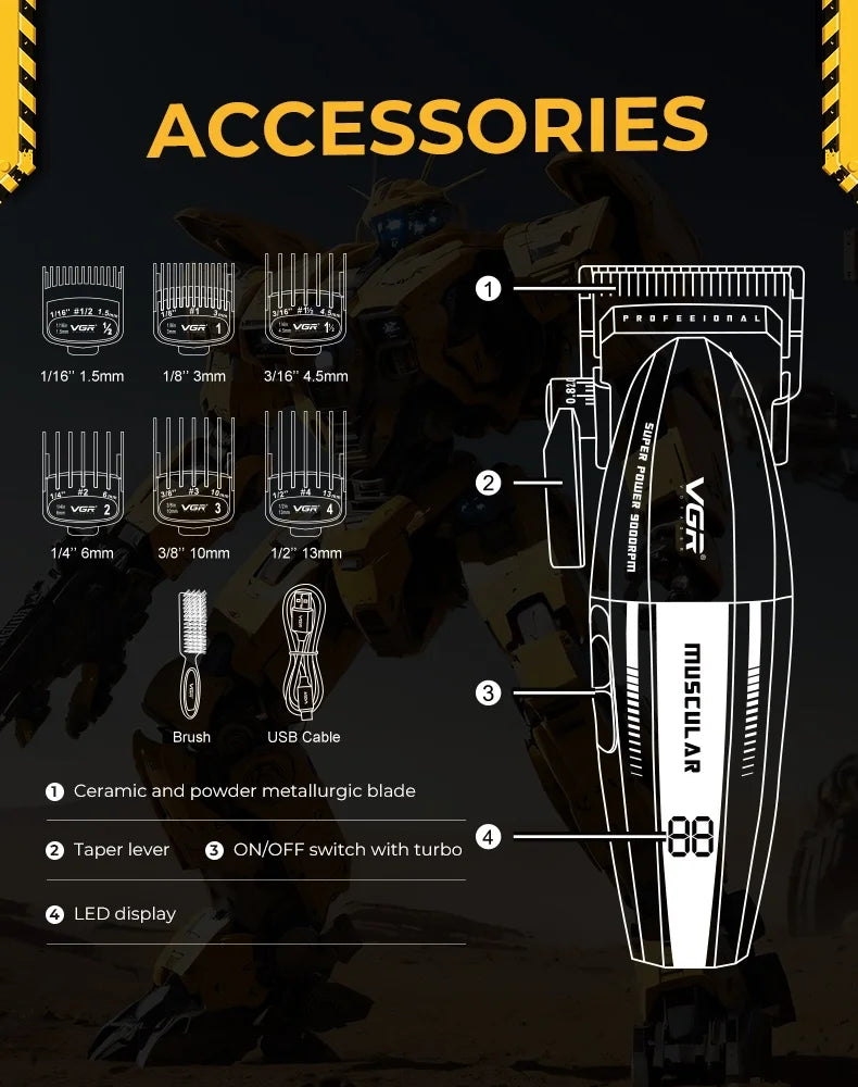 VGR Hair Clippers Professional Hair Trimmer Barber Clippers 9000 RPM Hair Cutting Machine Adjustable Trimmer for Men V-285 V-003