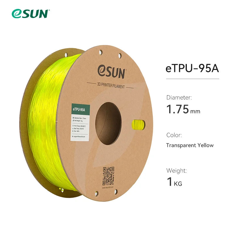 eSUN Flexible TPU Filament 1.75mm,TPU 95A 3D Printer Filament 1KG 2.2 LBS Spool 3D Printing Material For 3D Printers TPU 95A