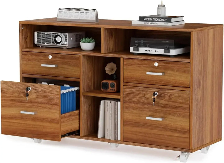 Wide 4-Drawer Office File Cabinet with Lock