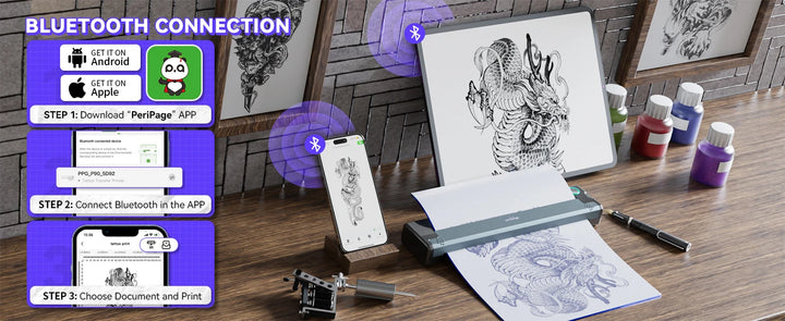 PeriPage P90 Wireless Tattoo Transfer Stencil Printer, Thermal Tattoo Machine with 5pcs Free Transfer Paper