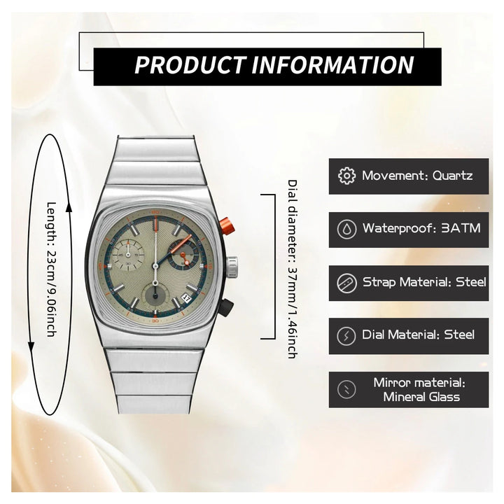 CILOA 2025 Square Watch Men's Fashion Trend Light Luxury Brand Authentic Premium Men's Sports High end Men's Watch
