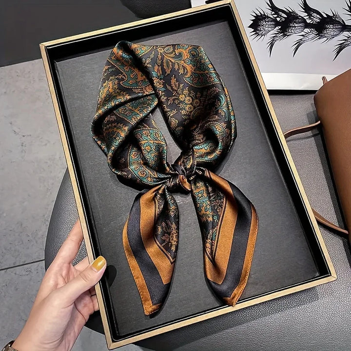 Luxury Women's Soft Satin Hair Scarves Fashion Square Printed Headscarf 70cm Professional Accessories Designer Scarf Headband
