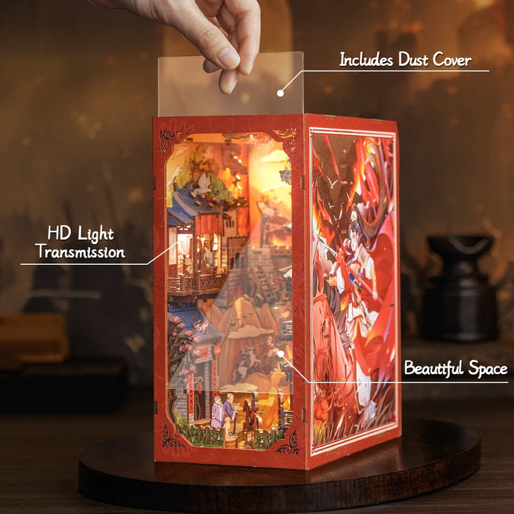 CUTEBEE Bookstore Book Nook with Light DIY Miniature Wooden Dollhouse for Decor Gift Bookshelf Insert Kit 3D Puzzle