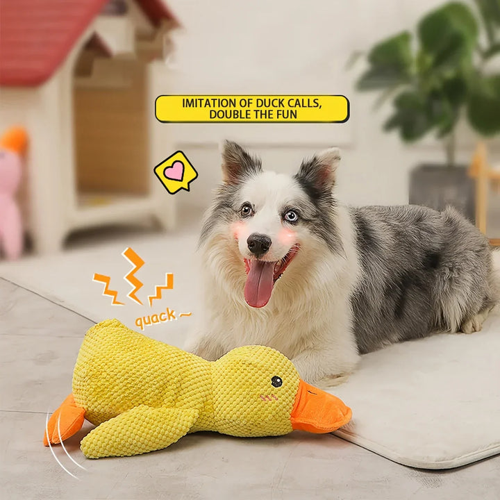 1pc Large Duck Design Pet Grinding Teeth Squeaky Plush Toy, Durable Chew Toy For Dog Interactive Suppl