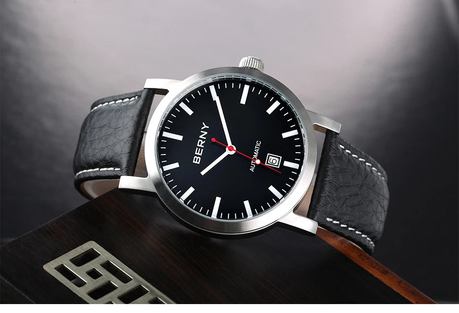 BERNY Watch for Men Mechanical Automatic Watches Seagull Luxury Brand Male Clock Water Resistant Swiss Railway Men's Wristwatch