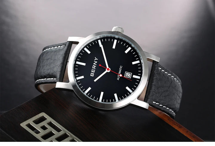 BERNY Watch for Men Mechanical Automatic Watches Seagull Luxury Brand Male Clock Water Resistant Swiss Railway Men's Wristwatch