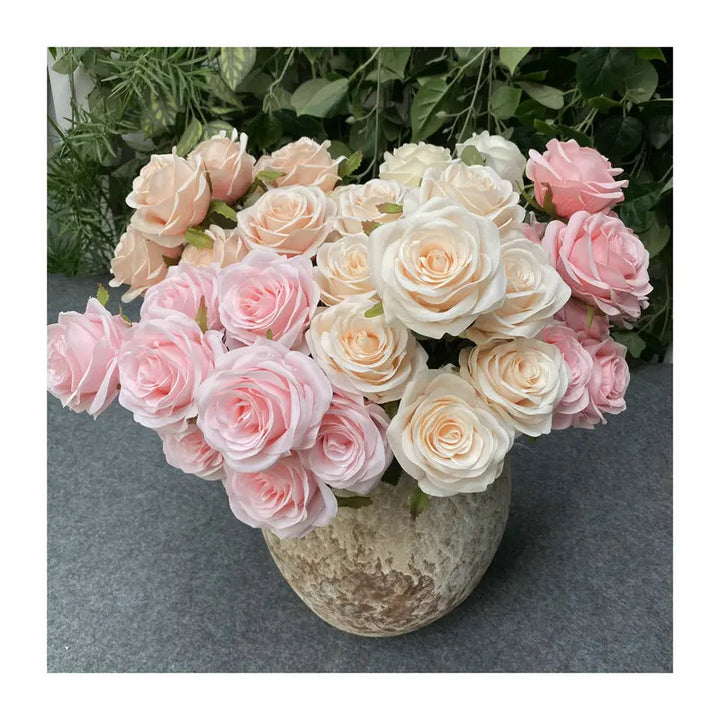 9-Head Artificial Rose Bouquet Decor