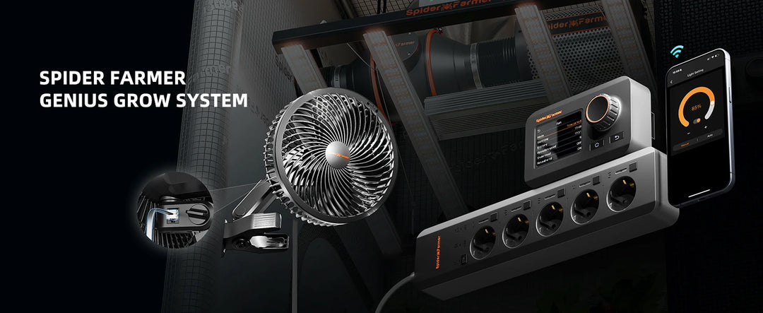 2025 New Spider Farmer 6" Grow Tent Clip Fan EC Motor, 10 Speeds Wind Control 10-Level Wide-Angle Oscillation, Waterproof IP54