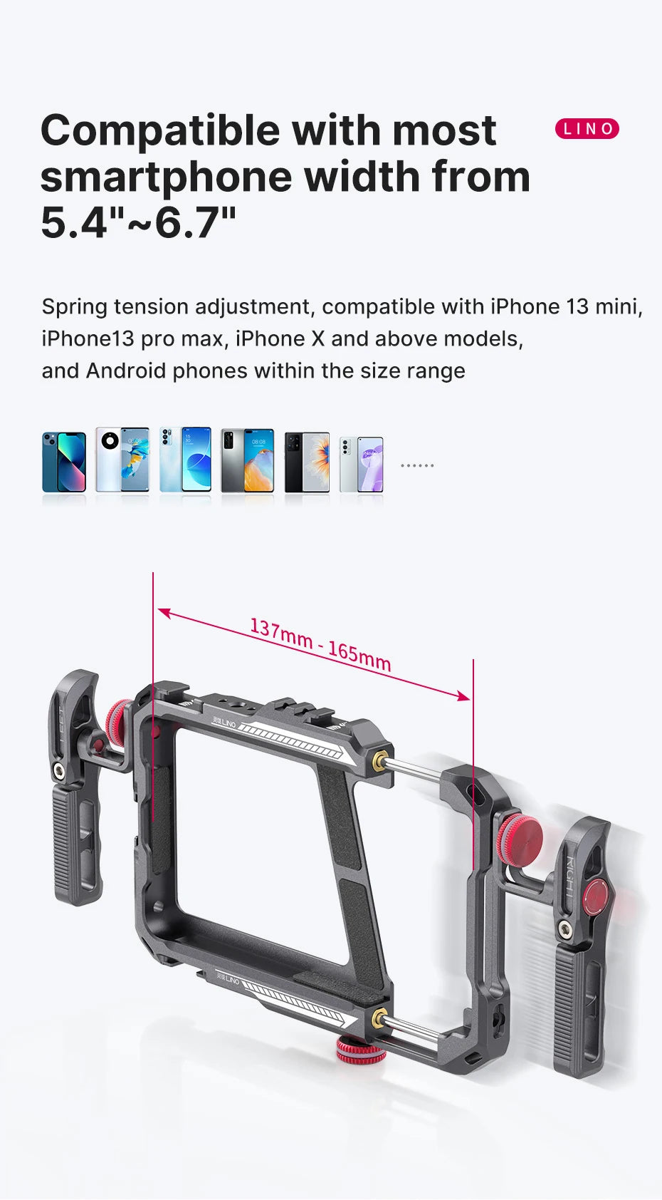 Ulanzi Lino Phone Cage Video Vlog Rig Handle For 5.4'' to 6.7'' iPhone X 11 12 13 14 Pro Max Android Phone Photography