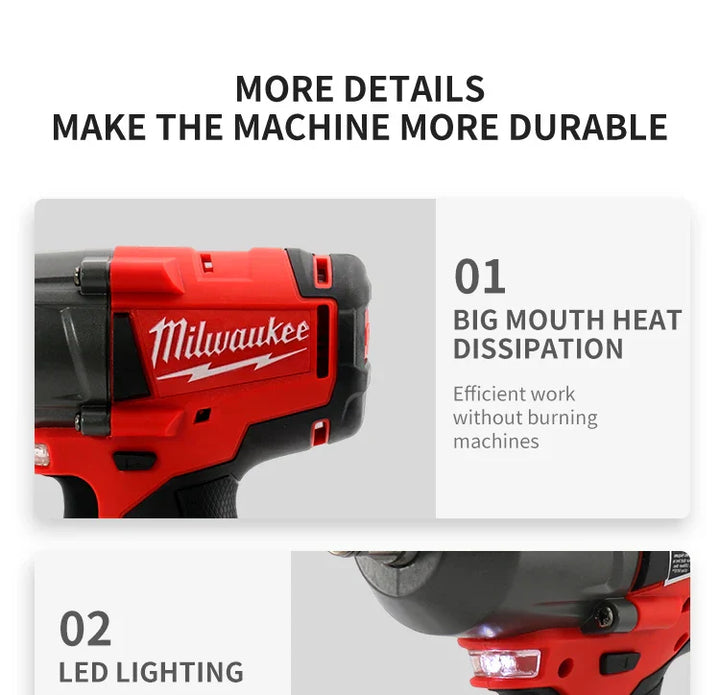 Milwaukee Mid-Torque Impact Professional Wrench 18V Lithium Battery Electric Cordless High Speed Car Truck Repair Power Tools