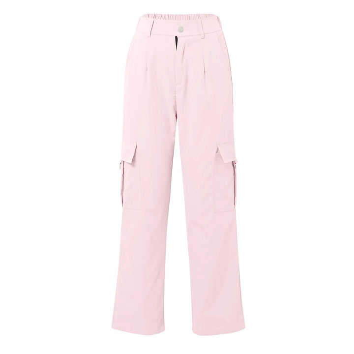 Womens Cargo Pants High Waist Streetwear Multi Pocket Y2k Parachute Pants Button Solid Color Wide Leg Trousers