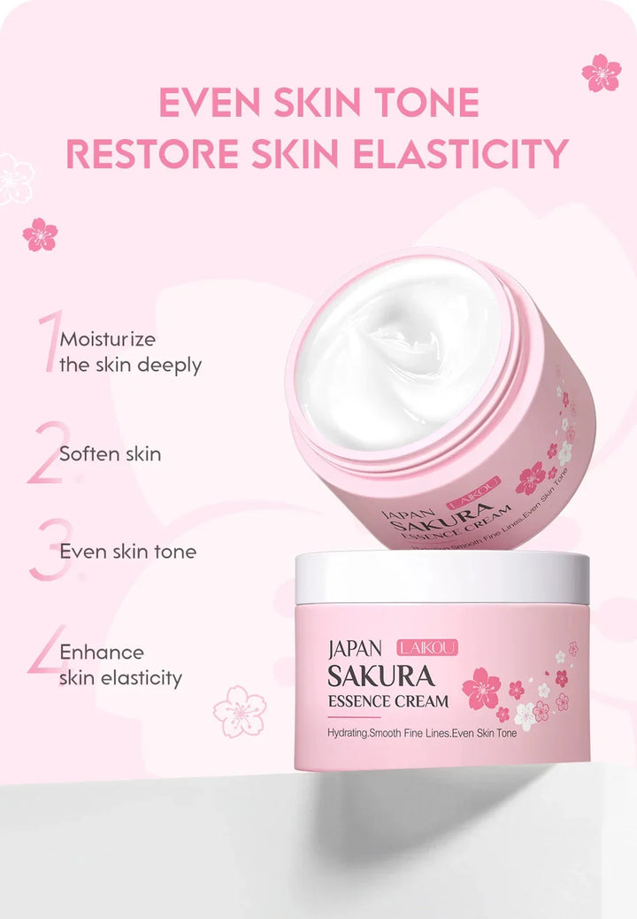 Japan Sakura Wrinkle Remover Face Serum Cream Anti-Aging Fade Fine Lines Lift Firming Vitamin C Whitening Rejuvenation Skin Care
