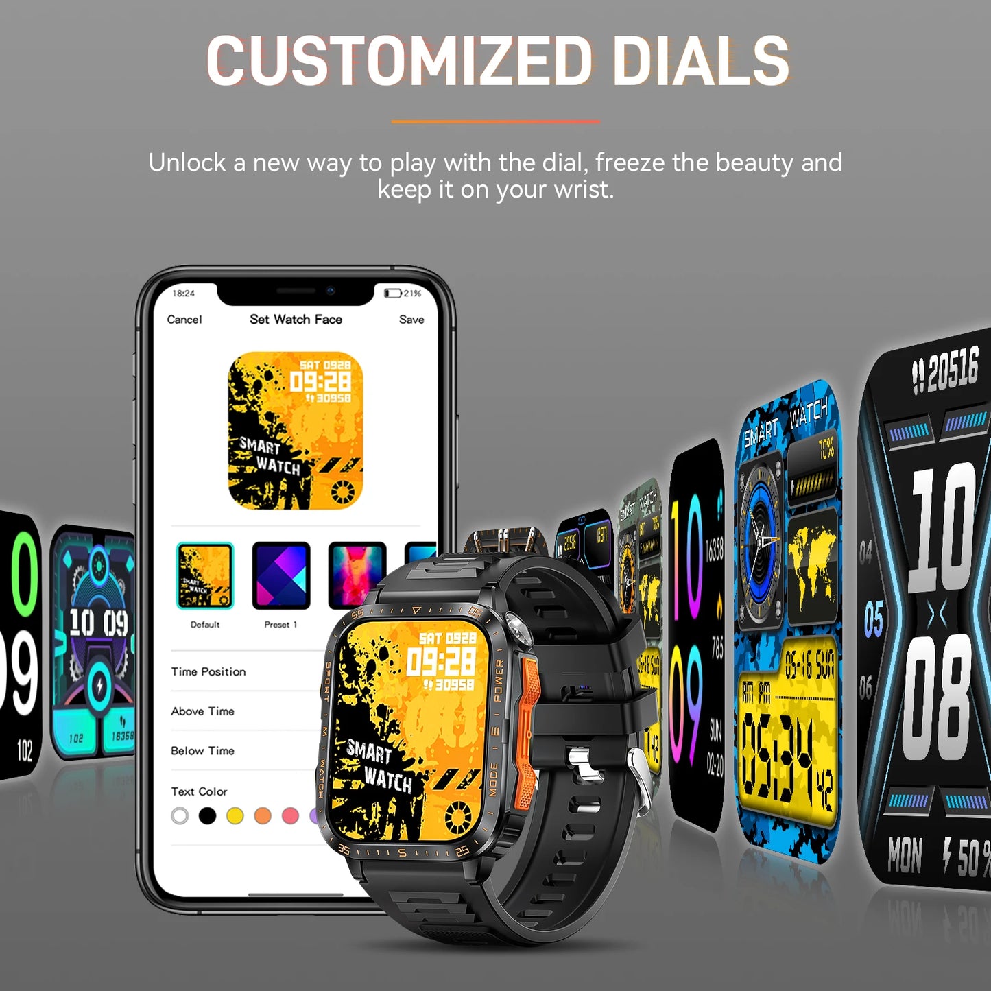 LaNikar New Military Smart Watch3ATM Waterproof Watch Fitness Tracker with Heart Rate Sleep Monitor MakeCalls for iPhone Android