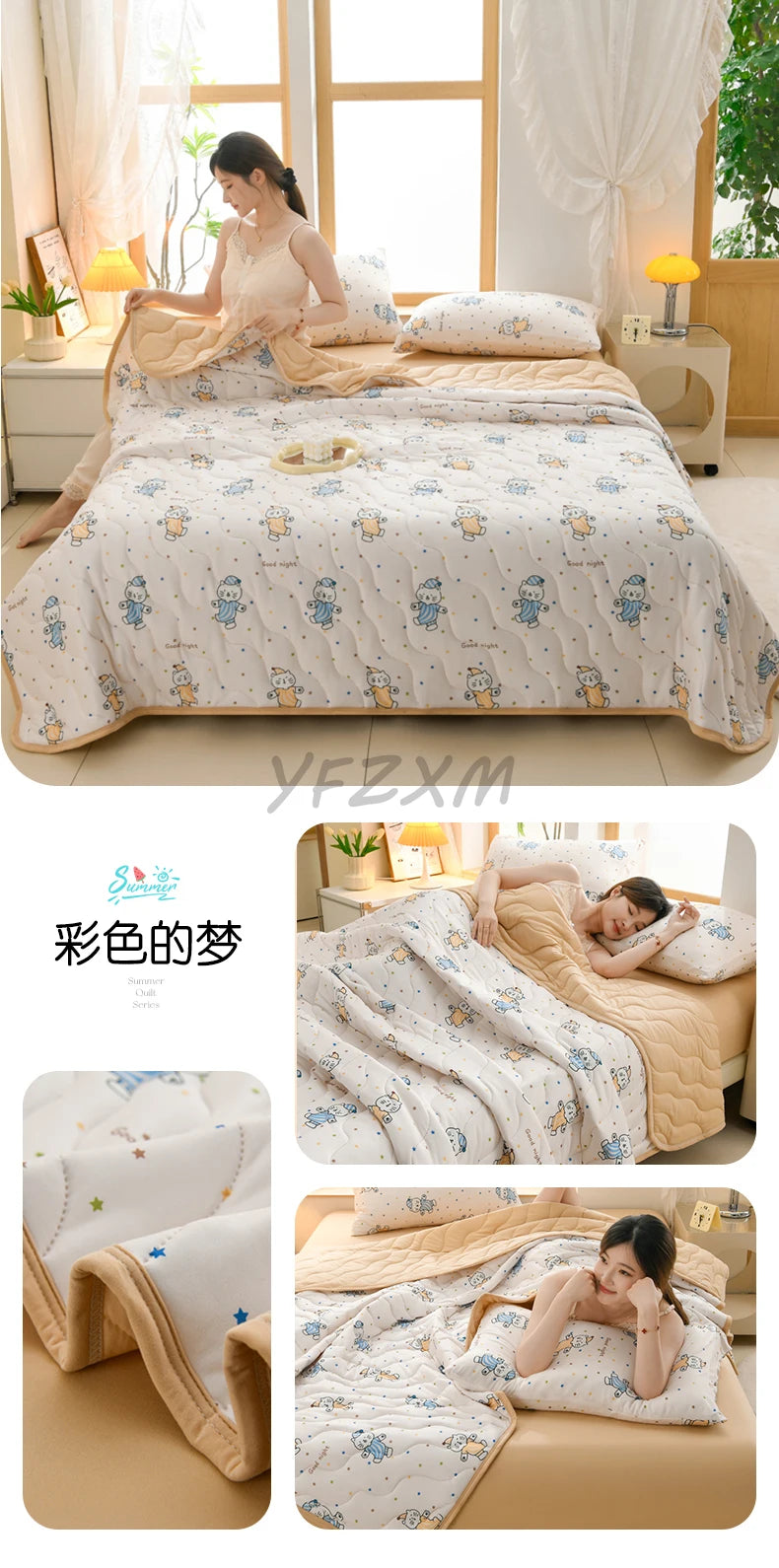 New Florals Spring Summer Blanket for Single Double Soft Skin-friendly Quilt Breathable Comfortable Air Conditioning Comforter