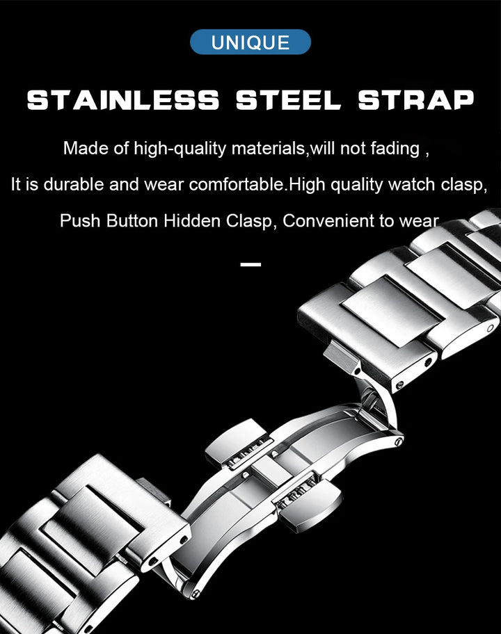 POEDAGAR Luxury Classic Man Watches Luminous Date Stainless Steel Square Quartz Male Clock Waterproof Watch for Men Reloj +Box