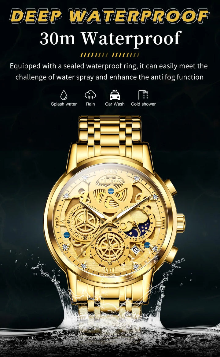 OLEVS Original Brand Luxury Men's watches Fashion High Grade Quartz Watch New Concept Design Stainless Steel Strap Wristwatch