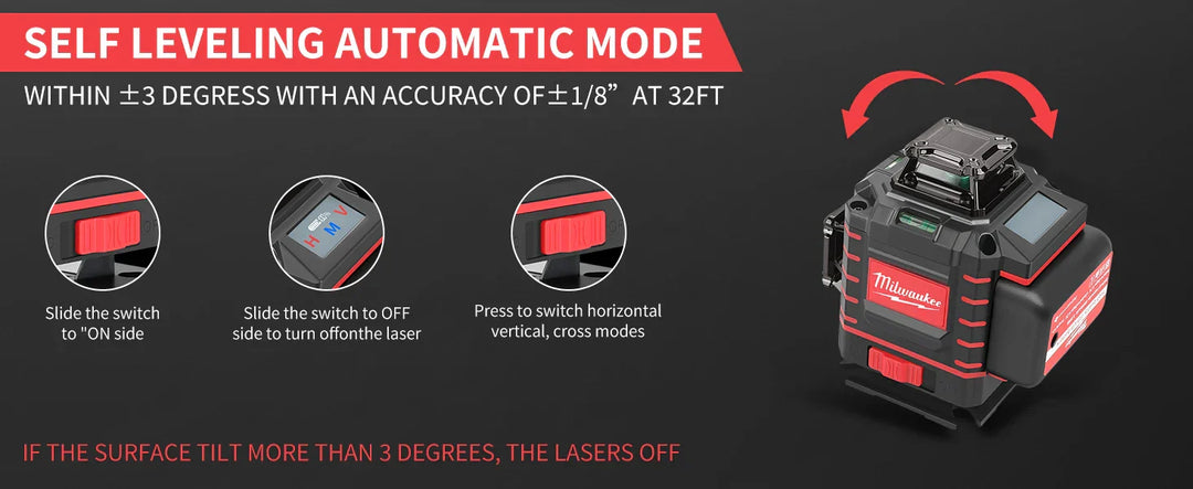 Milwaukee Degree Vertical Cross Laser Level 360 Green Beam  Horizontal And Vertical Rechargeable Battery green laser level tools