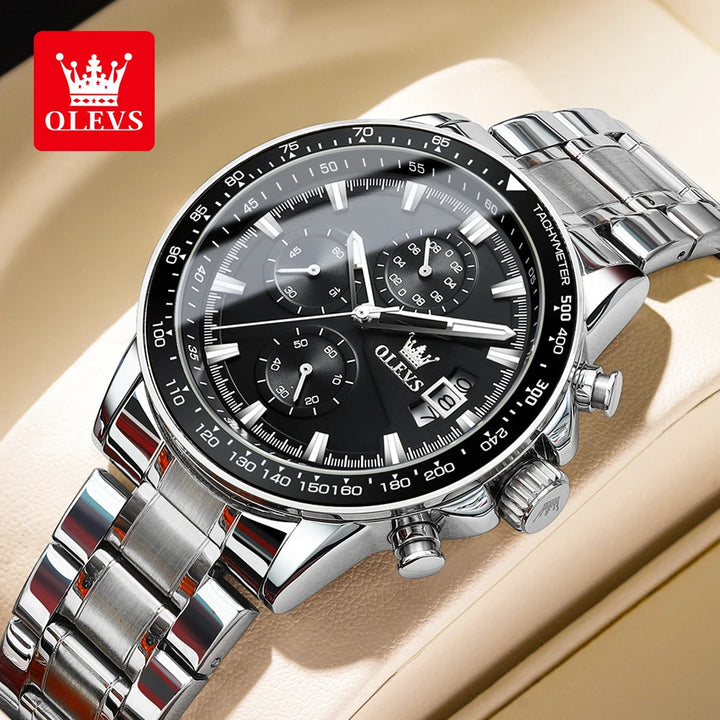 OLEVS Top Brand Men's Watches Casual Fashion Original Wristwatch Chronograph Waterproof Stainless Steel Luminous Date 2023 New