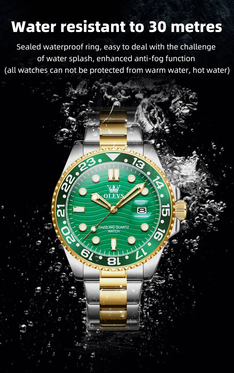 OLEVS Original Brand High Fashion Men's watch WaterproofCalendar Quartz Watch for Male Luminous Stainless Steel Authentic Watch