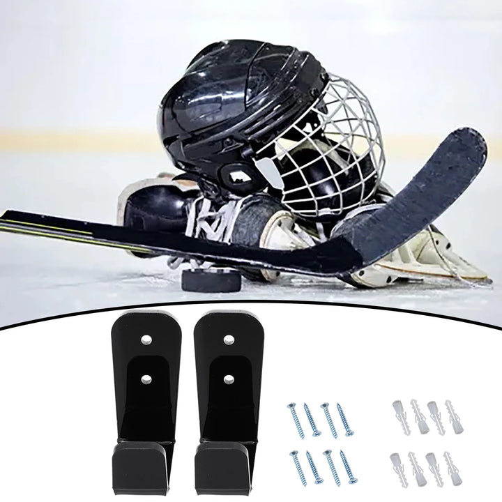 2pcs Hockey Stick Display Stand Acrylic Wall Mount Black Hockey Stick Supports Bracket Holder Horizontal Hanger