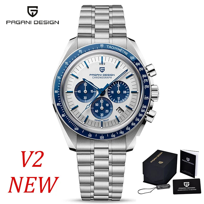 PAGANI DESIGN 2023 New Moon Watch For Men Quartz Multifunction Chronograph Sports Mens Watches Top Brand Luxury Sapphire Mirror