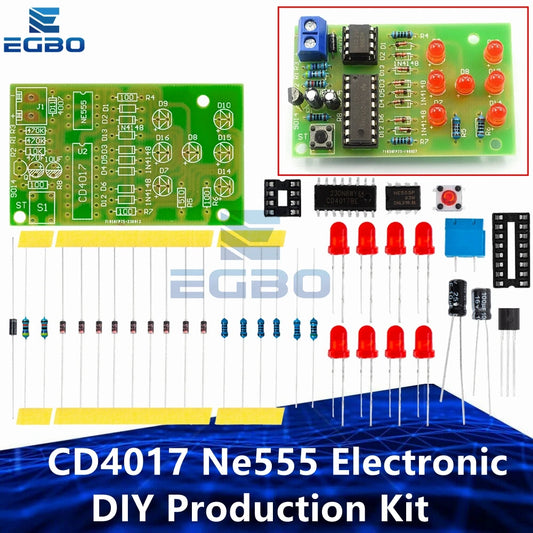 EGBO Electronic Dice Kit Led Dice Parts Cd4017 Ne555 Electronic DIY Production Kit with Reverse Connection Protection