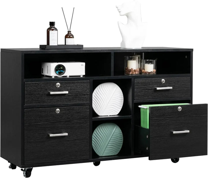 Wide 4-Drawer Office File Cabinet with Lock