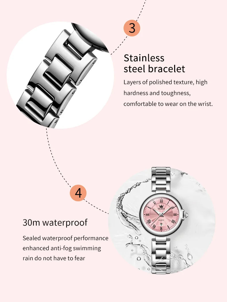 OLEVS 5608 Luxury Brand Women's Watch Classic Fashion Waterproof Luminous Calendar Watch Elegant Quartz Women Watch Reloj Hombre