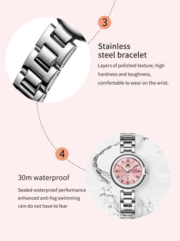 OLEVS 5608 Luxury Brand Women's Watch Classic Fashion Waterproof Luminous Calendar Watch Elegant Quartz Women Watch Reloj Hombre
