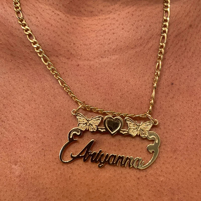 Custom Name Necklace With Butterfly Heart Detachable Pendant Women Girl Jewelry Stainless Steel Personalized Handmade Gifts