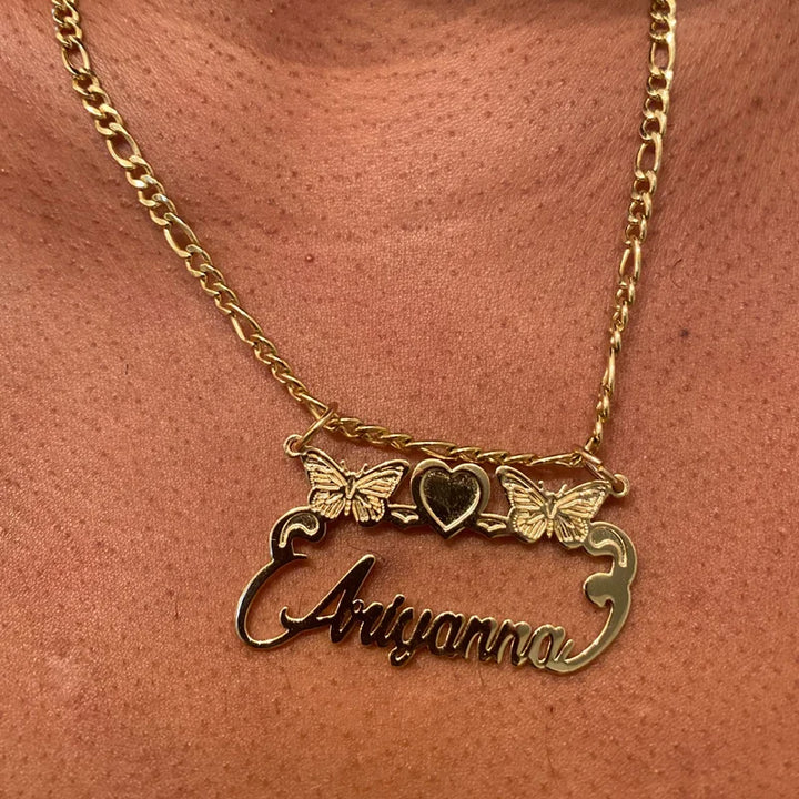 Custom Name Necklace With Butterfly Heart Detachable Pendant Women Girl Jewelry Stainless Steel Personalized Handmade Gifts