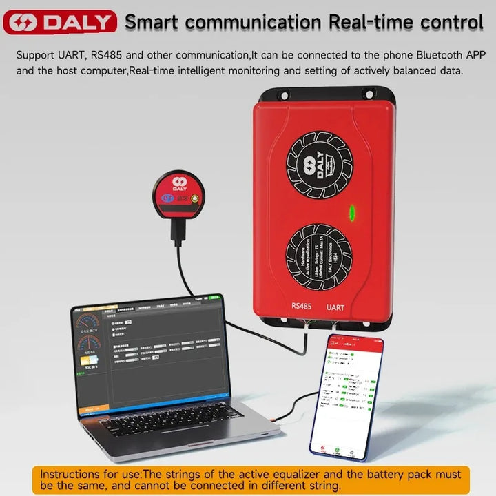 DALY Smart BMS Active Equalizer Bluetooth Balancer Equalizer 1A 4S 12V 8S 24V 16S 48V Lithium LiFePO4 Battery Ship form EU US