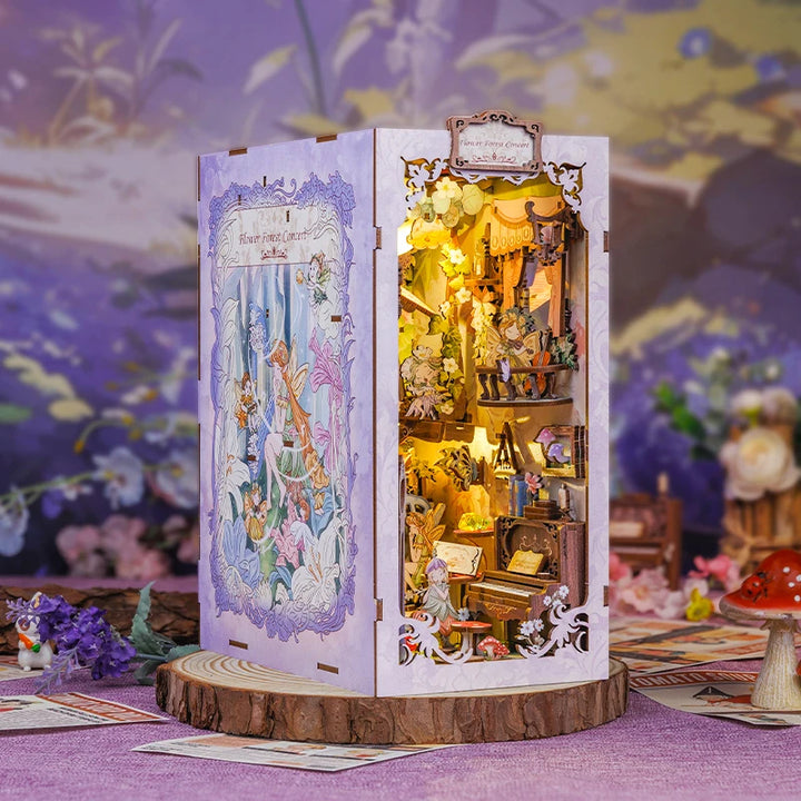 CUTEBEE Bookstore Book Nook with Light DIY Miniature Wooden Dollhouse for Decor Gift Bookshelf Insert Kit 3D Puzzle