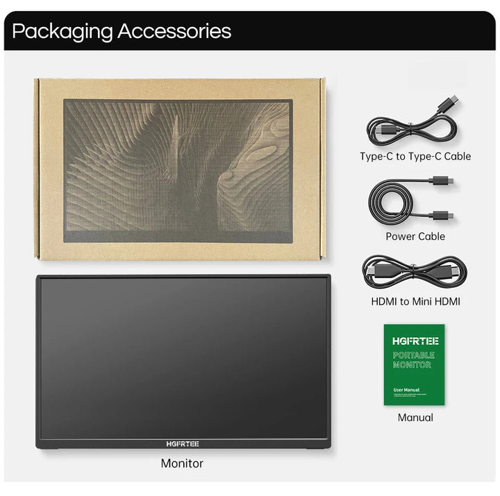 HGFRTEE 14.1inch Mobile Portable Monitor IPS Second Game Screen Extended Display for Laptop with Bracket For xbox/raspberry Pi