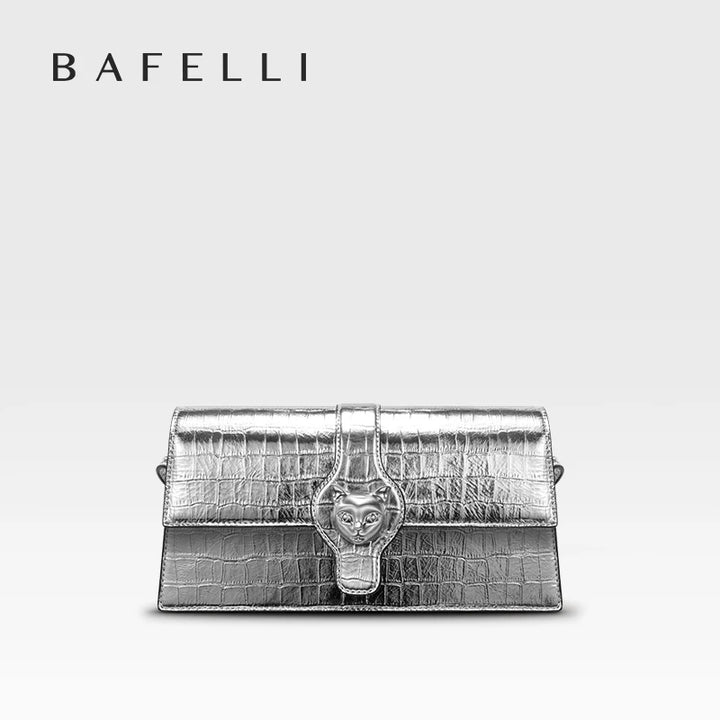 BAFELLI CAT 2025 NEW WOMEN'S BAG LUXURY BRAND FASHION RETRO STYLE DENIM TRENDING SHOULDER CLUTCH FEMALE LEATHER FLAP PURSE
