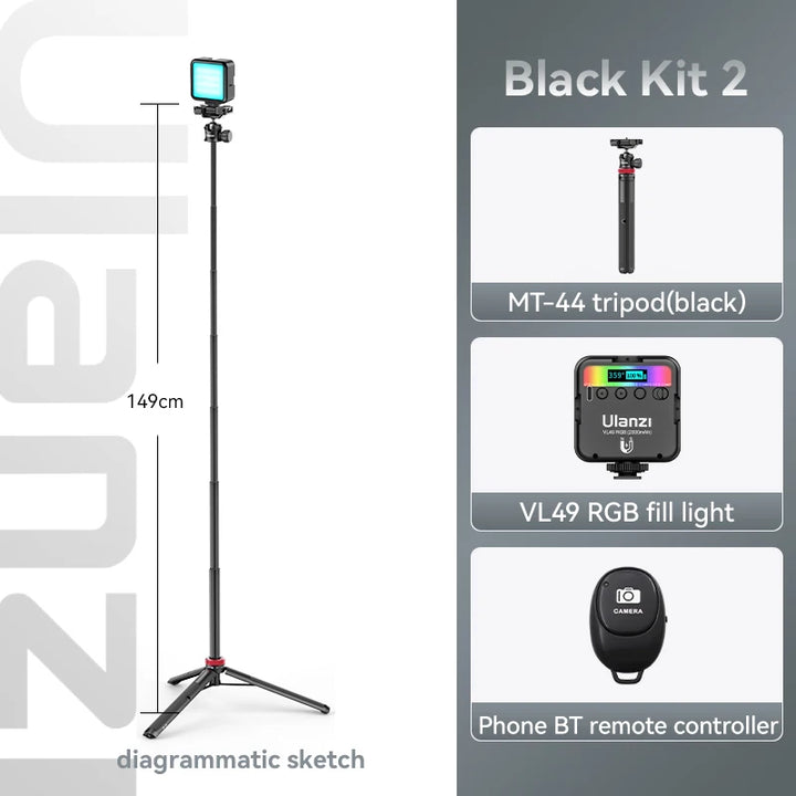 Ulanzi MT-44 Extend Livestream Tripod Stand 42inch Tripod with Phone Mount Holder Vertical Shooting Phone DSlR Camera Tripods