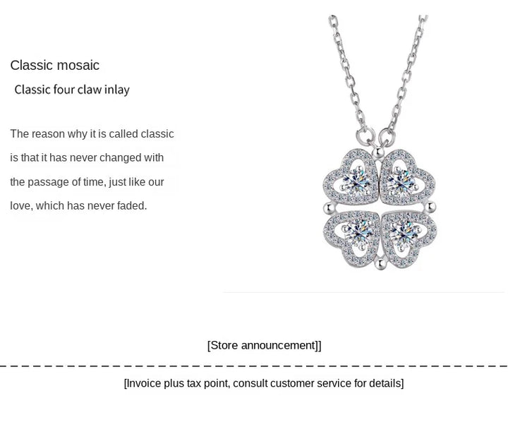 Sterling silver S925 four-leaf clover necklace for women Light Luxe Mosan diamond clavicle chain flower-shaped pendant for women