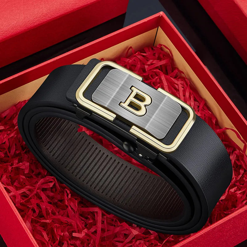 Top Quality Famous Brand Belt Men Genuine Luxury Leather Casual Belts for Men Strap Male Metal Automatic B Buckle Fashion Belt
