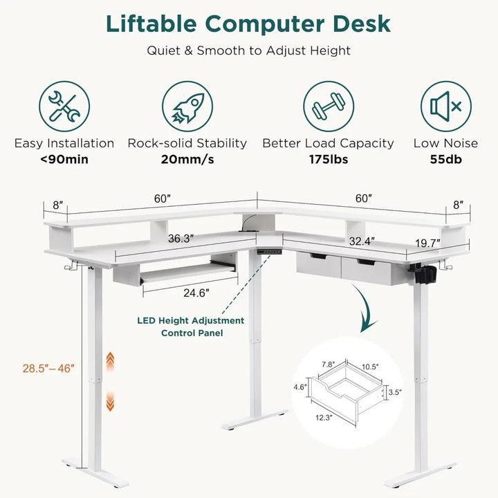 L Shaped Electric Office Desk