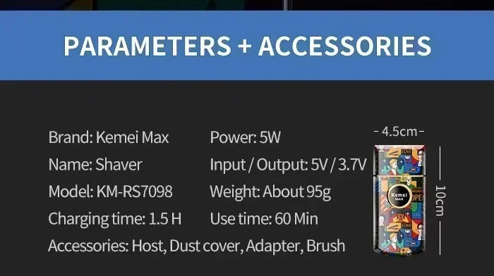 Kemei Hair Clipper Rechargeable Graffiti Pattern Electric Professional Barber Trimmer Man Shaver KM-MAX2092 KM-MAX5090 KM-RS7098