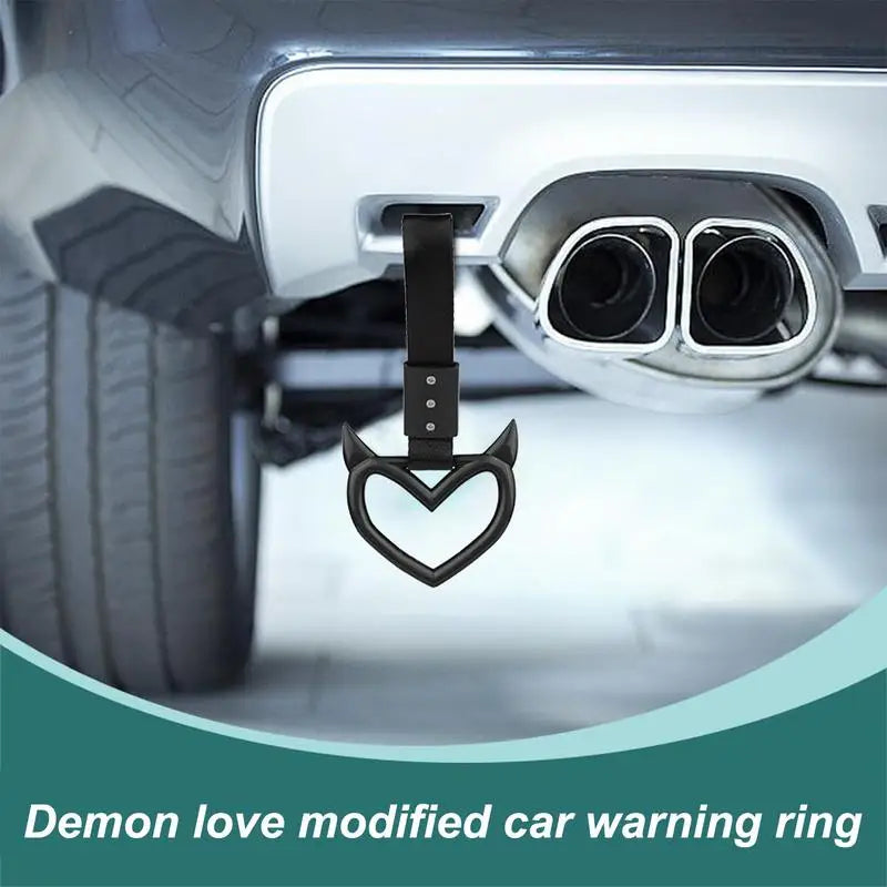1Pcs New Handle Ring Heart Train Bus Hand Strap Styling Drift Charm Car Warning Tow Strap Hook Sticker