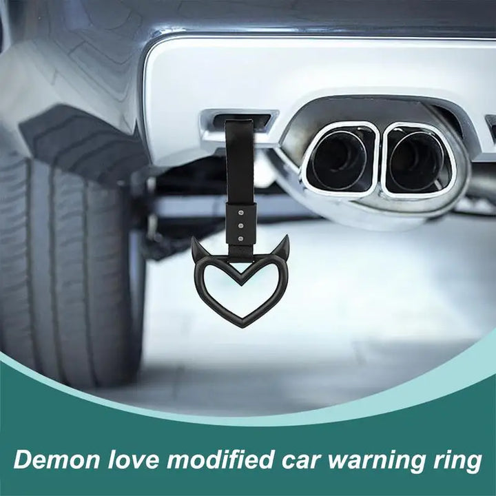 1Pcs New Handle Ring Heart Train Bus Hand Strap Styling Drift Charm Car Warning Tow Strap Hook Sticker