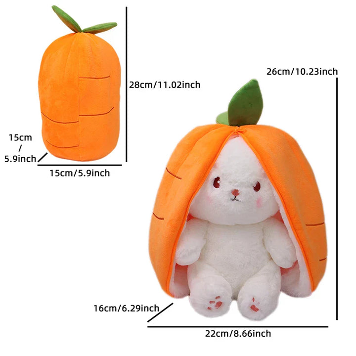 Kawaii Fruit Bunny Plush Toy Cute watermelon StrawberryCarrot  Reversible Rabbit Zipper Plush Toy Kids Birthday Gift
